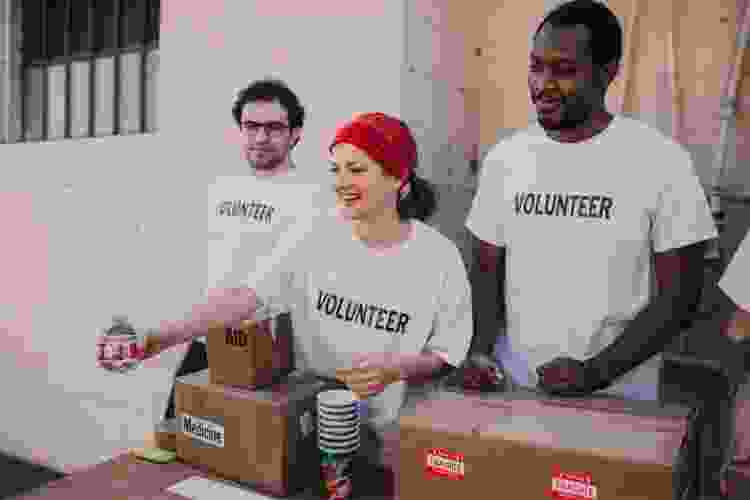 volunteers helping at food bank