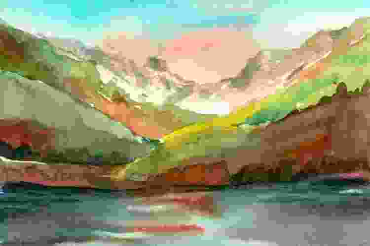 mountain watercolor painting