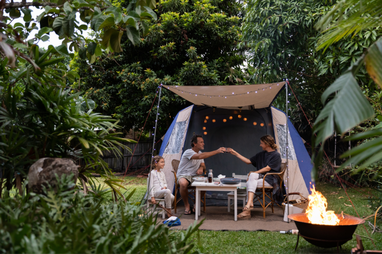 backyard camping as fall activity