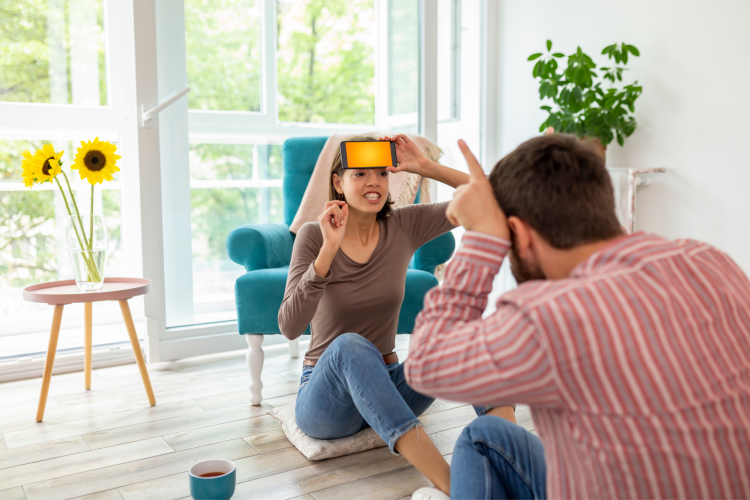 couple playing at a home game night