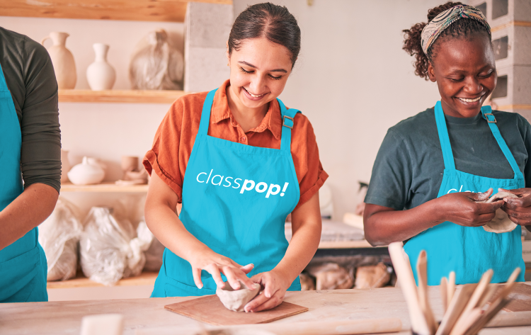 Women in pottery making class