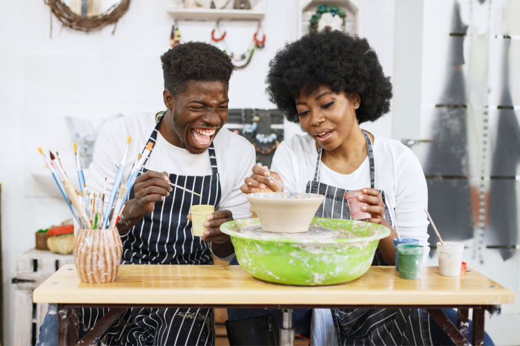 couple pottery class as date idea in San Diego