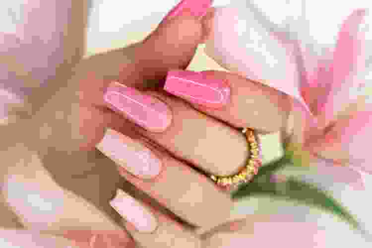 sunset pink nails