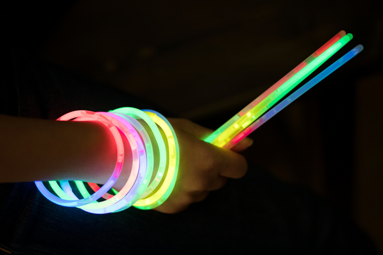 glow sticks on wrist