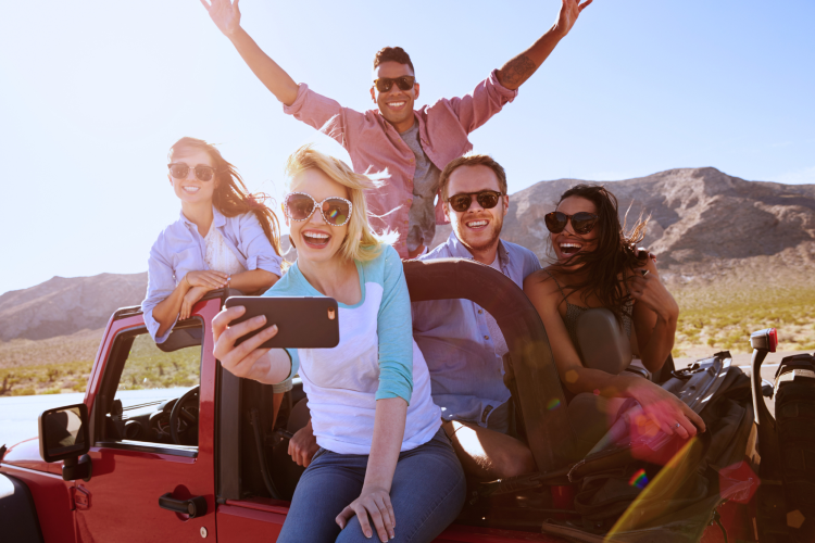 friends on a road trip