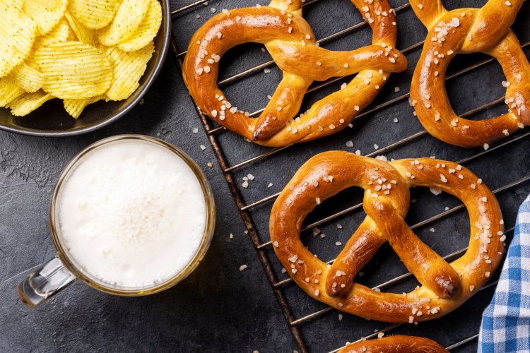 salted soft pretzels as healthy road trip snack