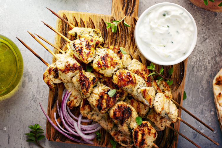 chicken skewers as camping meal