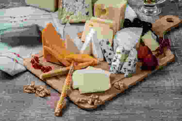 Blue cheese on cheese board