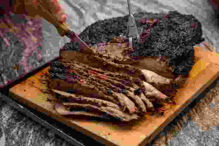 Sliced smoked brisket