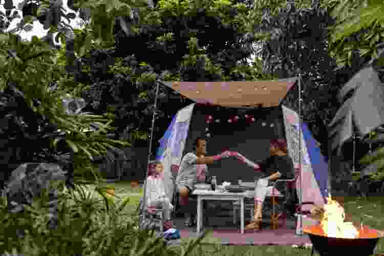 Camping in backyard