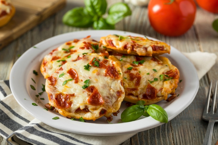 Mini Pizza Bagels as graduation party food idea