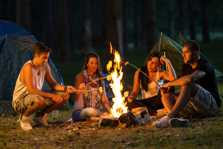 Adults by campfire