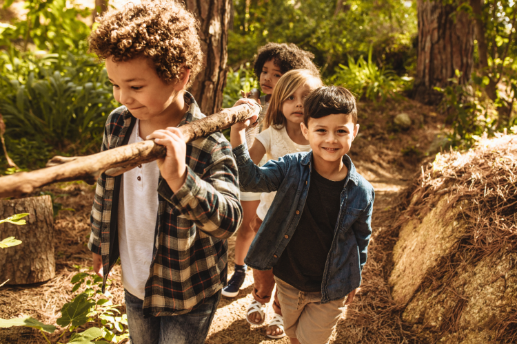 Kids playing camping games