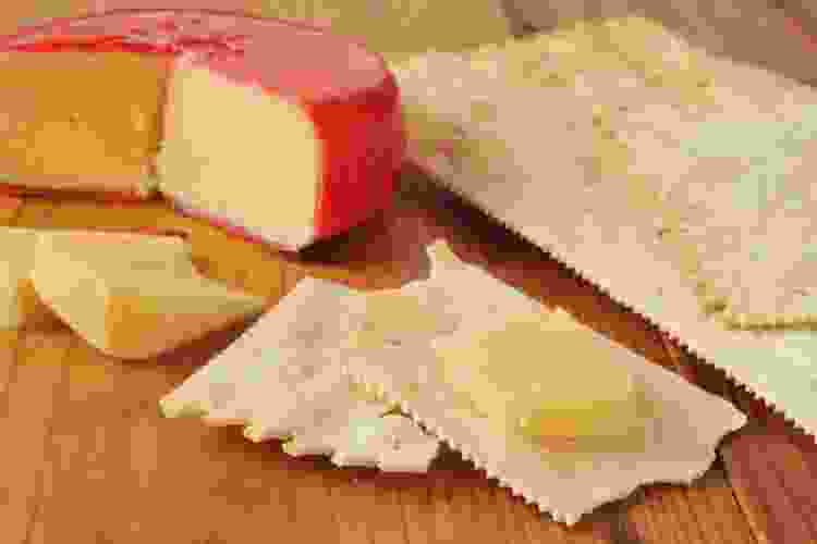 Gouda cheese on flatbread