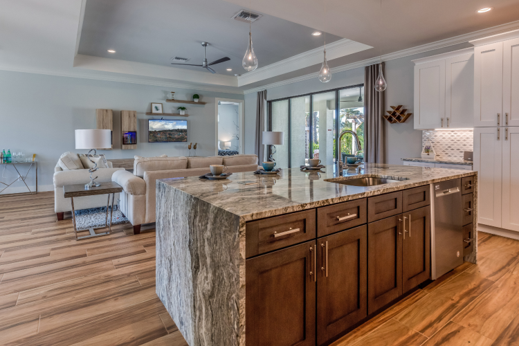 Waterfall edge Kitchen Island