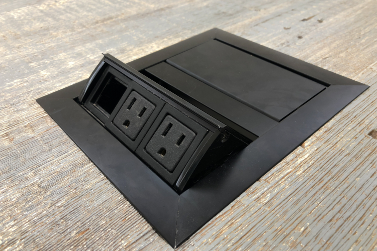 Pop Up Outlet as kitchen island idea