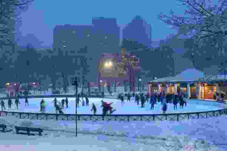 Ice skating on Frog Pond in Boston Common