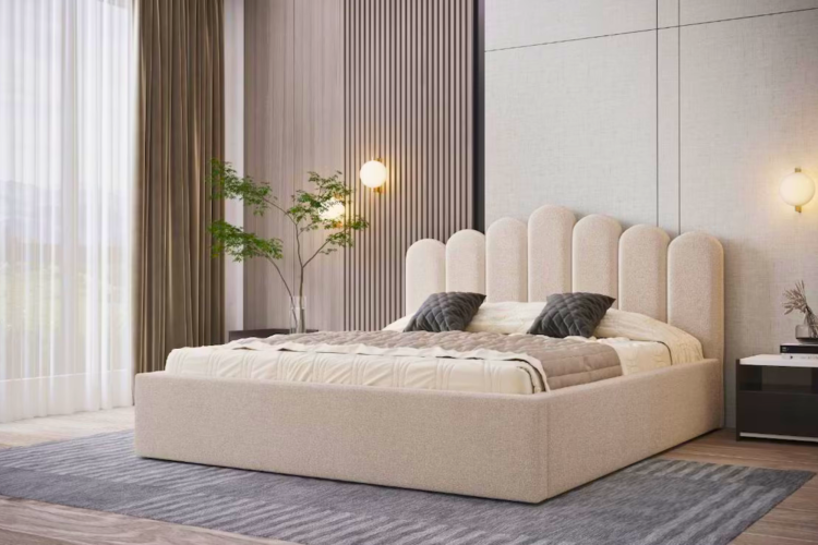 bouclé upholstered headboard