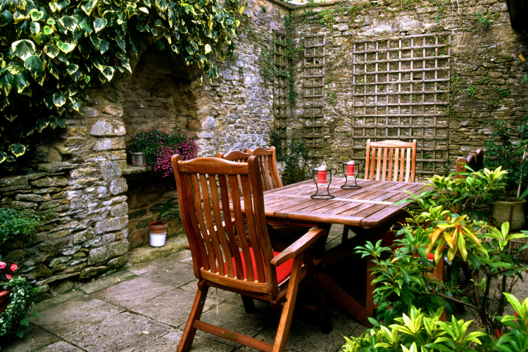 Seating in a small garden