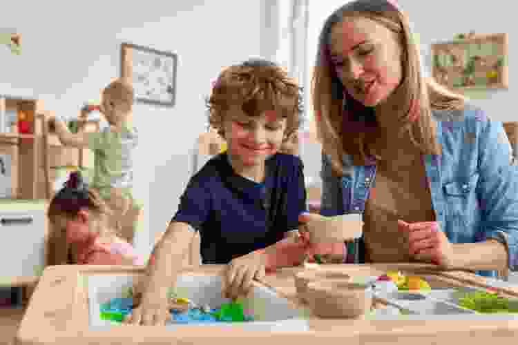 Kinetic sand sensory bin