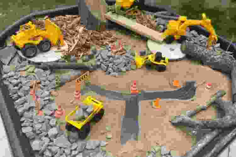 construction sensory bin
