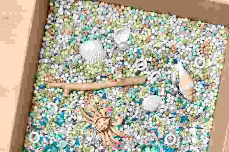 beach sensory bin