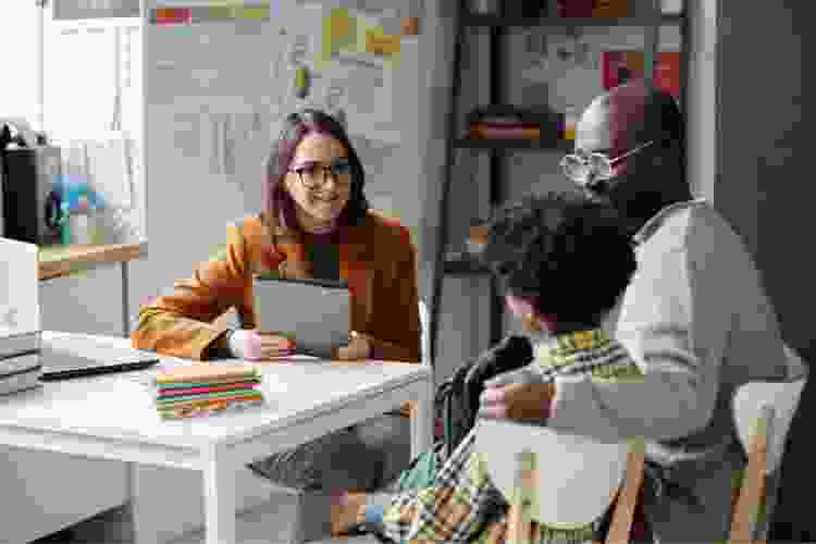 Parent teacher conference with student