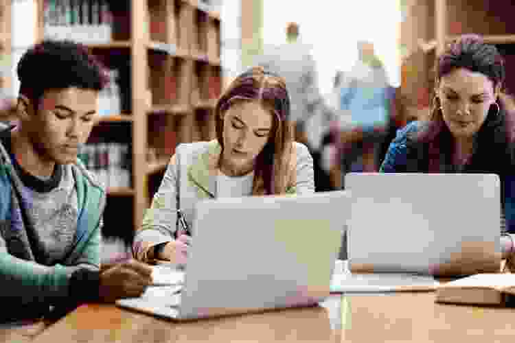 students researching
