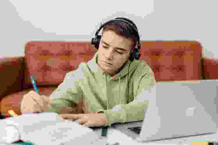 Student doing homework