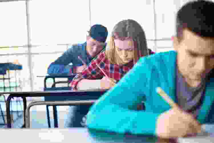 Student taking exam
