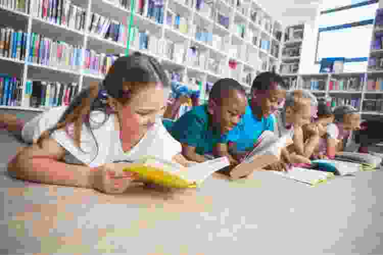 Students reading in library