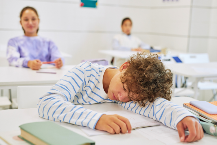 boy sleeping in class