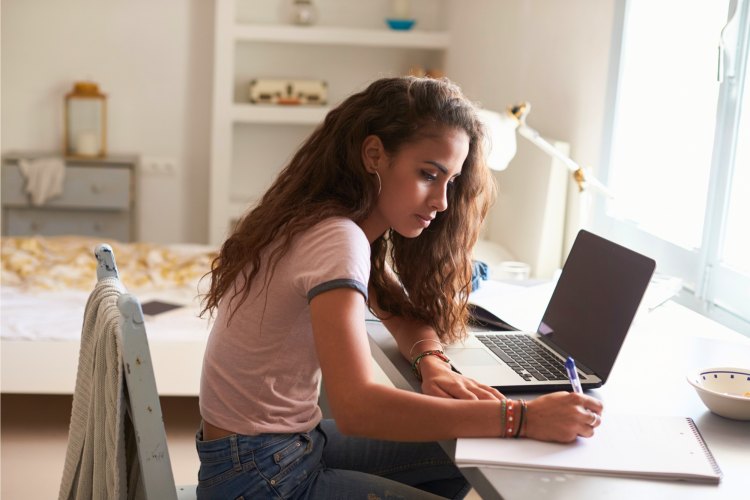 girl doing homework