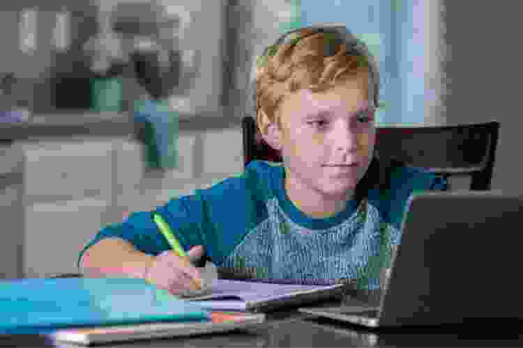 middle schooler doing homework