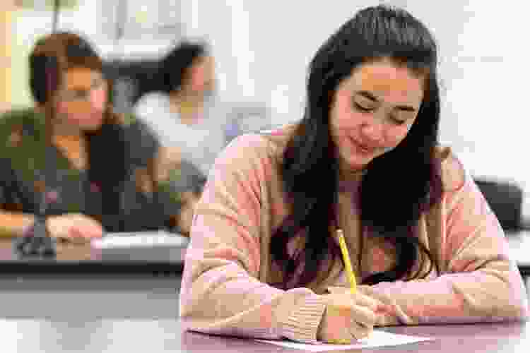 Teenager taking test