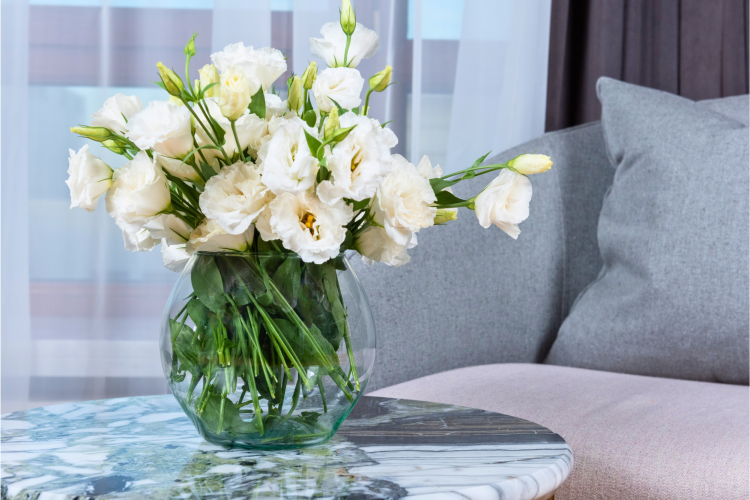 Vase with Fresh Flowers on a coffee table