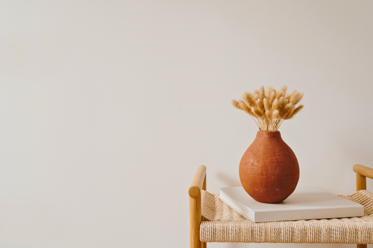 scandinavian vase and bench