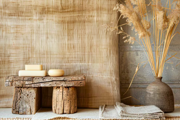 Interior with bench and pot plant