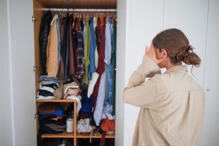 Cluttered wardrobe