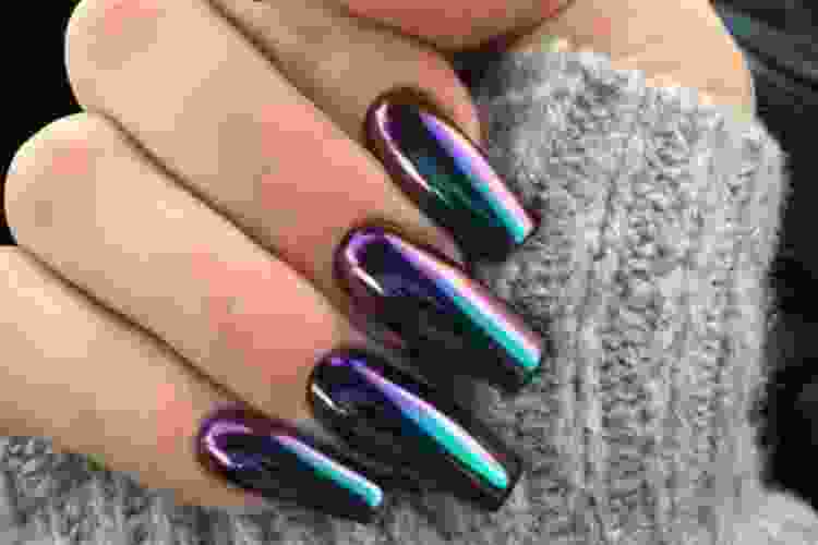 rainbow chrome nails