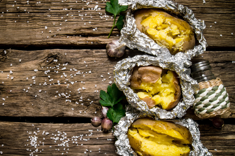 Baked Potatoes as camping meal