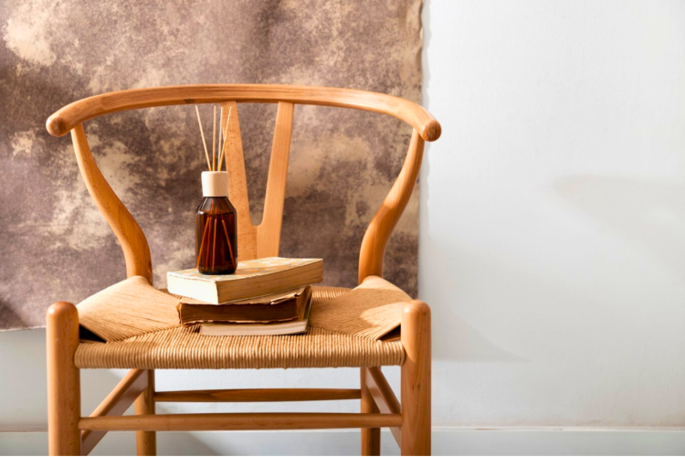 wooden furniture with books