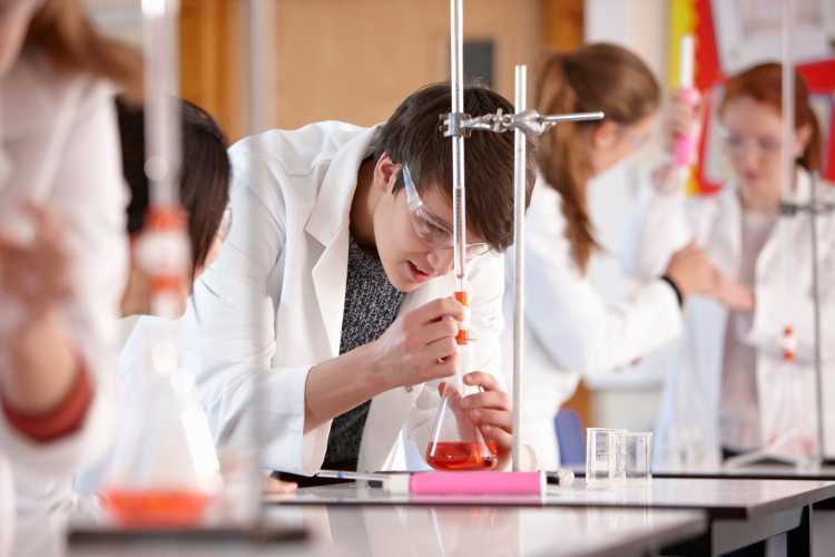 Student Chemistry Experiment Lab at Summer Program for High School Students