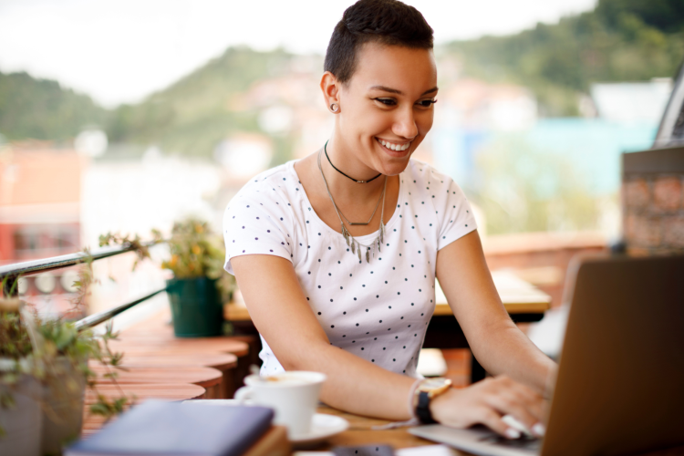 Girl using rooftop as place to study