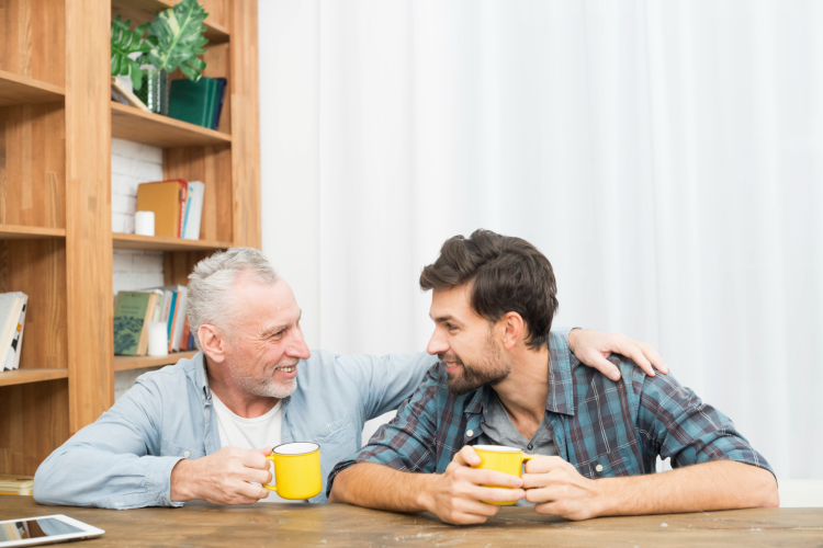 Father Adult Son Coffee