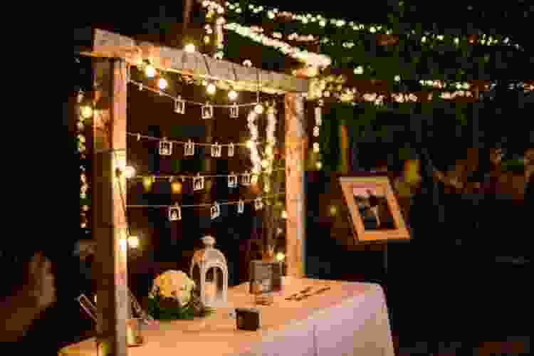 string lights and polaroids