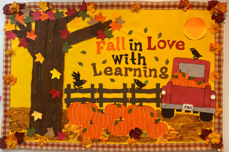 Fall In Love With Learning Fall Bulletin Board Idea