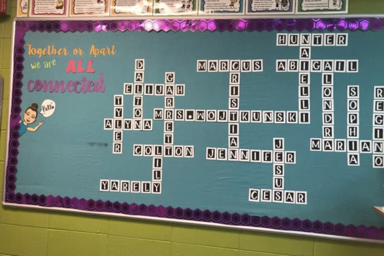 Crossword Back to school Bulletin Board idea for kindergarten