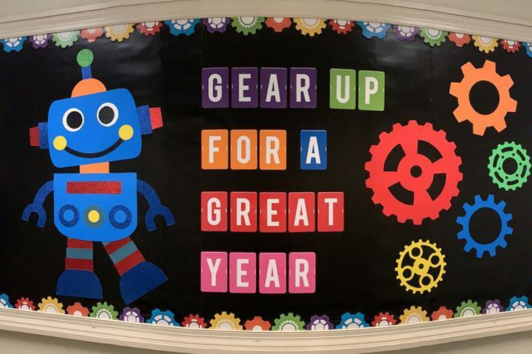 Gear Up For a Great Year as a Back-to-school bulletin board idea for kindergarten