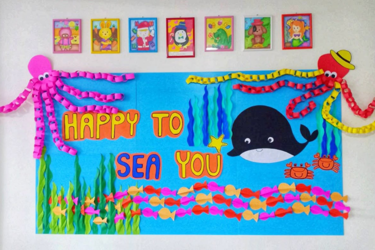 Happy To Sea You Welcome back to school Bulletin Board idea for kindergarten